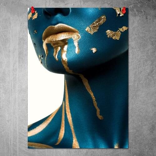 Canvas Painting Golden Black Woman Poster and Prints Wall Art Pictures for Living Room Home Decor No Frame