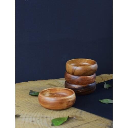 4 pcs Round Acacia wood Confectionary