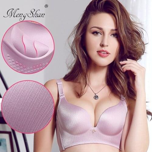 MengShan Womens wired massage cup bras Gather sexy underwear Indentation and one-piece style brassiere A cup B cup C cup
