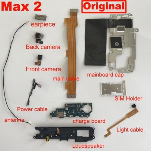 Original Mainboard MAX 2 USB Charge board Front Main Back camera Power Volume Button Flex Cable For Xiaomi Mi MAX2 Loudspeaker