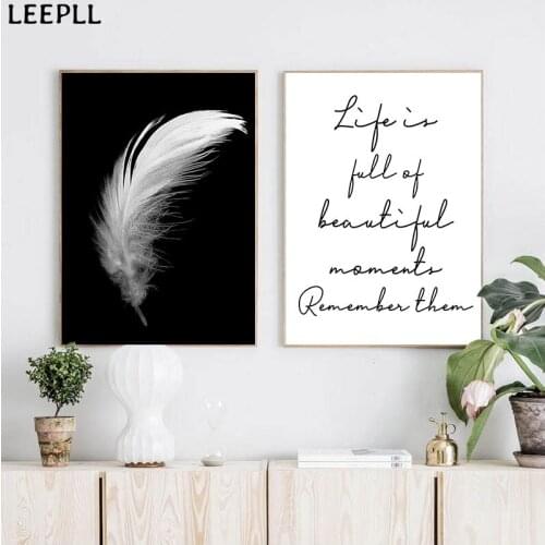 Posters And Prints Canvas Feather Quote Painting Wall Art Black White Pictures For Living Room Nordic Minimalist Decoration