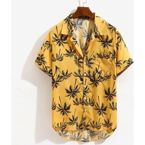 Casual Buttons Shirt men Summer Printed Mens shirt Hawaiian Printed blusa Loose Beachwear Short Sleeve camisa masculina Hot