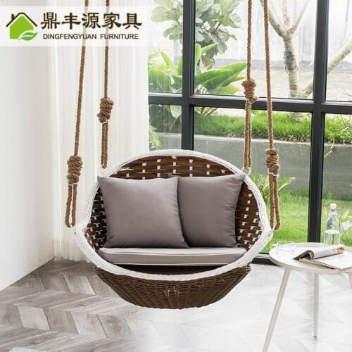 Indoor Blue Discharge Chair Double Hanging Basket Swing Outdoor Rocking Chair Outdoor Courtyard Swing Glider