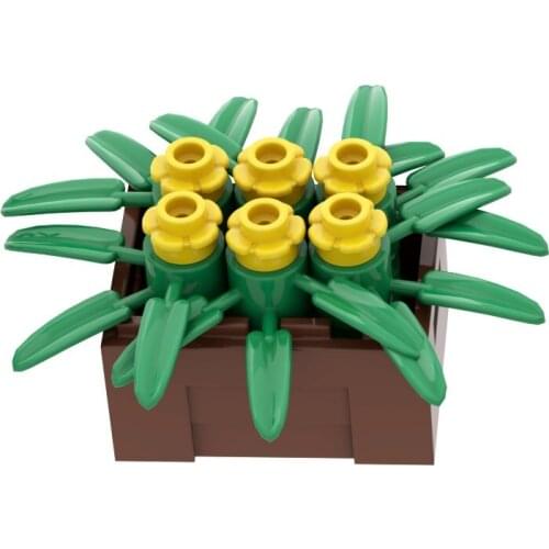 [MOC Hub] Plant Building Blocks Potted Flowers Tree Park Street View Bench Toys Children Compatible with Major Brand Model