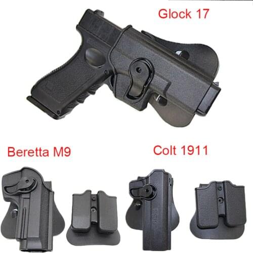 Tactical IMI Gun Holster For Glock 17 19/Beretta M9/Colt 1911 Combat Airsoft Holster Hunting Pistol Gun Bag Case With Clip Pouch