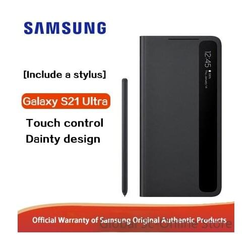 Samsung Galaxy S21Ultra5G Mirror Smart Protective Cover with Spen Stylus Sleep-flip Anti-fall Stand