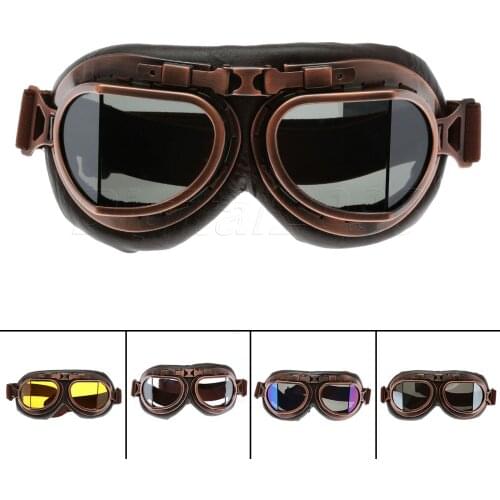 WWII RAF Vintage Motorcycle Goggles Motocross Cruiser Glasses ATV Dirt Bike Motor Helmet 5 Colors