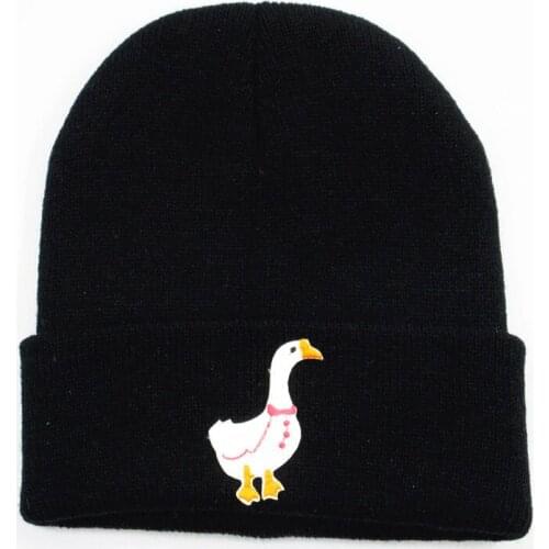 LDSLYJR Cotton Goose animal embroidery Thicken knitted hat winter warm hat Skullies cap beanie hat for men and women 317
