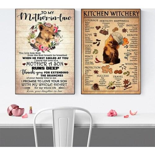 Kitchen Witchery Funny Posters and Prints Animal Decoration Canvas Wall Pictures Witches Magic Art Painting Gifts Home Decor