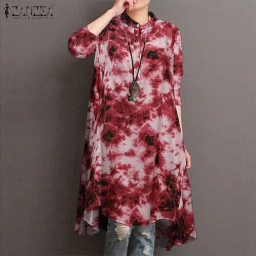 ZANZEA Women Long Sleeve Tie Dye Shirt Autumn Fashion Printed Blouse Gradient Color Long Top Tunic Blusas Female Loose Chemise 7