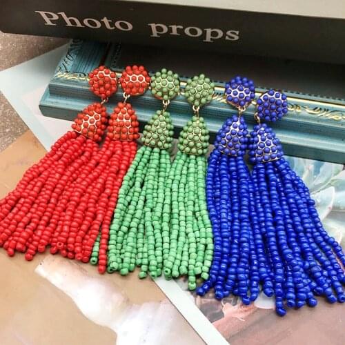 Bohemia Style Earrings Big Statement Small Beads Tassels Jewelry For Womens Party Travelling Accessories