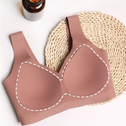 2021 Airless Ice Silk Wire Free Fixed Sponge Bra Cup Sleep Bra for Women Seamless Camisole Seamless Push Up Underwear Women Bra