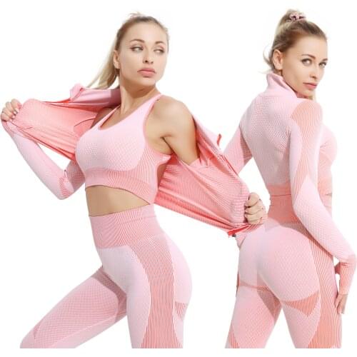 Womens racksuit Yoga Set Workout women Sportswear Gym Clothing Fitness Long Sleeve Crop Top High Waist Leggings Sports Suits