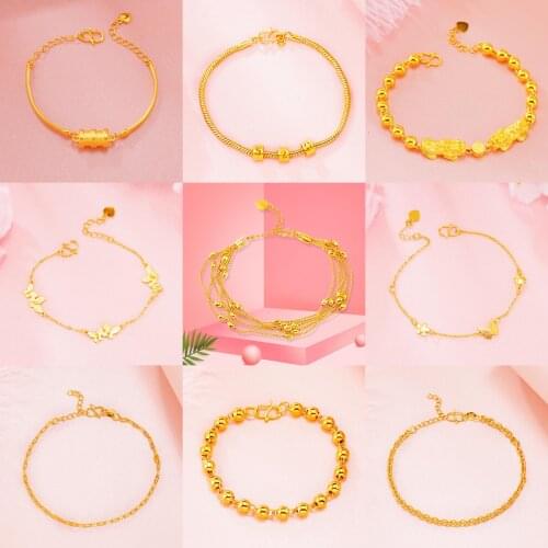 24K Gold Butterfly Bracelets for Women Copper Fashion Multilayer Bracelet Snake Chain Charm Bangle Friends Gift Wedding Jewelry