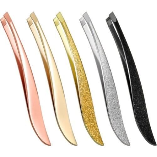 1 Pc New Rich Gold Stainless Steel Tweezer Eyebrow Brilliant Professiona Face Nose Hair Clip Remover Tool Banana Clip