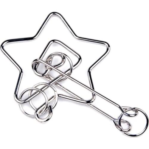 1Pcs Wire Puzzles Educational Funny Toy Pentacle Metal Ring Puzzle Kids Brain Teaser Metal Toy for Children