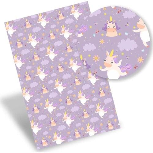 Faux Synthetic Leather Sheet Cartoon Fox Printed Leather Fabric For DIY Hair Bows Handmade Bag Craft Home Decoration 22*30cm 1pc