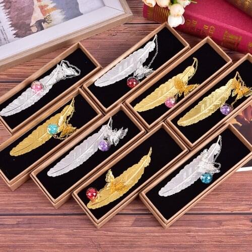 1PC Creative Metal Retro Vintage Bookmark Design Of Feather/Butterfly Bookmarks Promotional Gift Stationery Film Book Mark