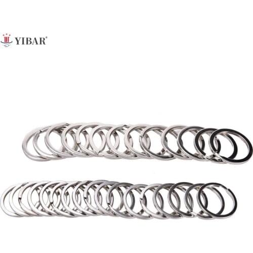 100 Pcs/Set 25mm Stainless Steel Hole Key Ring Key Chain Rhodium Plated Round Split Keychain