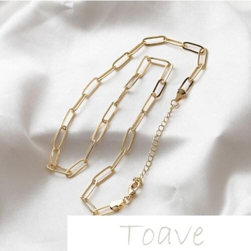 18K gold ellipse European and American personality style thick chain diy necklace handmade material accessories