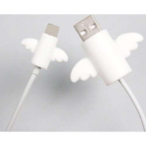 2Pcs Cute Angel Wing Cable Protector Earphone USB Cable Winder Wire Organizer Holder Clip Wrap Desk Set Stationary for iphone 12