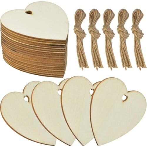 20Pcs Natural Wood Heart Slices DIY Wooden Hanging Ornaments Unfinished Wooden Embellishments Wedding Valentines Christmas Decor