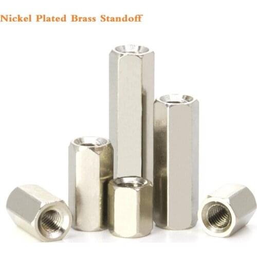 50PCS/LOT M3 M4 Female to Female Nickel Plated Brass Standoff Spacer M3 M4 Hexagonal Stud Spacer Pillars