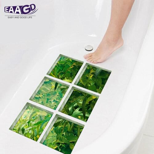 6Pcs/Set Leaves Bath Treads Sticker Safety Non Slip Bath Tub Tattoos Tub Stickers Tub Decals Tub Appliques