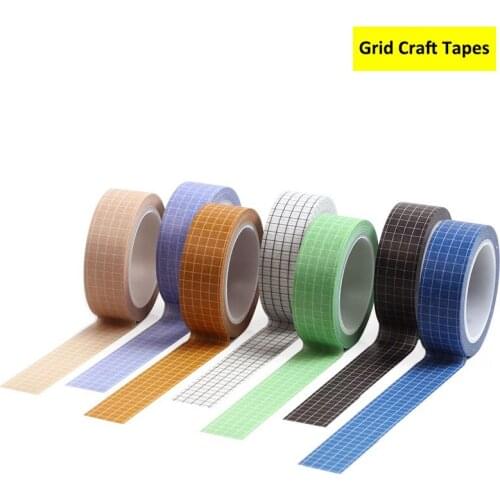 7rolls/lot ColorfulGrid Washi Tape Adhesive Writable Masking Tapes for DIY Scrapbooking Decoration Stationery Tape