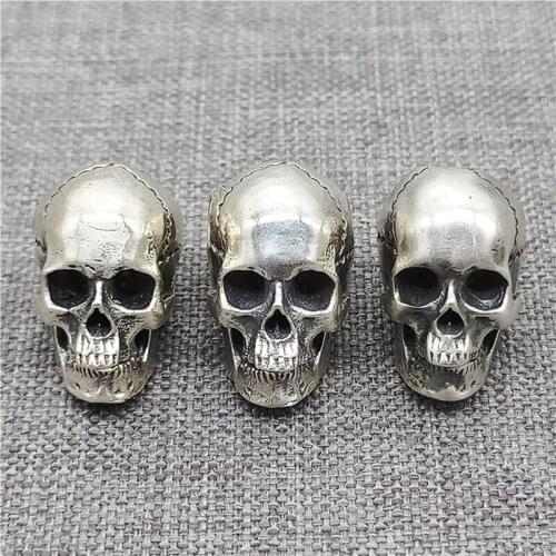 925 Sterling Silver Punk Skull Bead 3D Skeleton Spacer for Bracelet Necklace