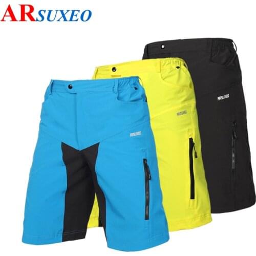ARSUXEO Mens Outdoor Sports Cycling Downhill MTB Shorts Mountain Bike Bicycle Shorts Wear Jersey Clothing With Pad