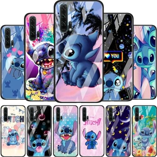 Stitch lovely disney cartoon for Honor 30 20 10 9X Pro Plus Lite 8X Huawei Y8P Y6P Y5P Y9 Y7 Y6 2019 Tempered Glass Phone Case