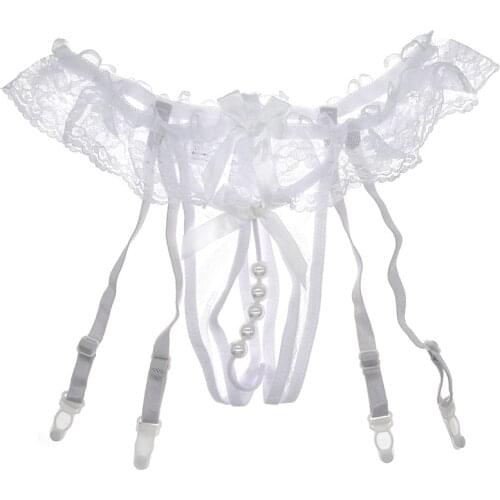 Hollowed-out lace mesh gauze ultra-thin perspective garter belt sexy stockings anti-slip size socks clip