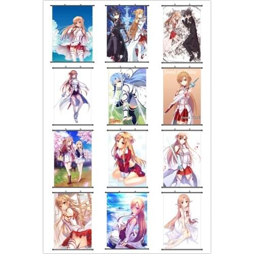 Coscase Japanese Anime Decorative Pictures Sword Art Online II SAO Yuuki Asuna & Kirito Home Decor Wall Scroll Poster