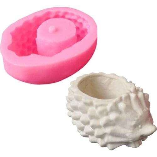 M2EA Hedgehog Flowerpot 3D Candle Soap Mould DIY Candle Epoxy Mold Handmade Candles Aroma Wax Soap Molds for Decoration