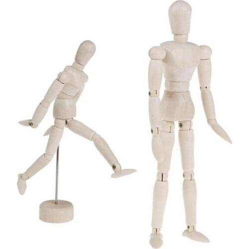 Handmade Wooden Movable Limbs Human Figure Model Artist Sketch Draw Models Home Decoration