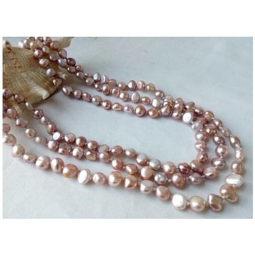 62" 8-9MM purple potato shape freshwater pearl long rope necklace