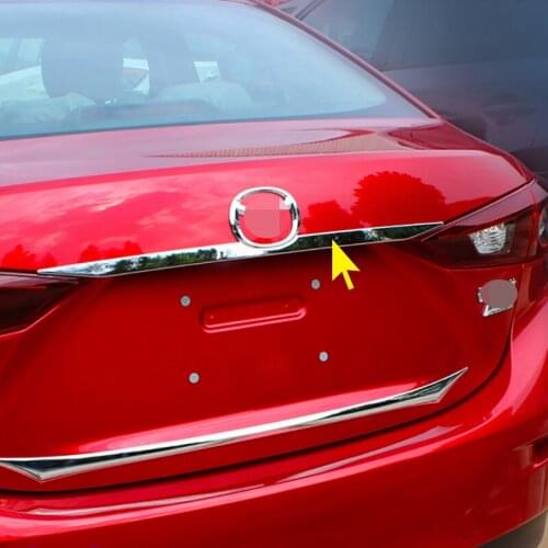 For Mazda 3 Axela Sedan 2014-2018 ABS Chrome Rear Trunk Tailgate Door Lid Cover Trim Strips Molding Auto accessories