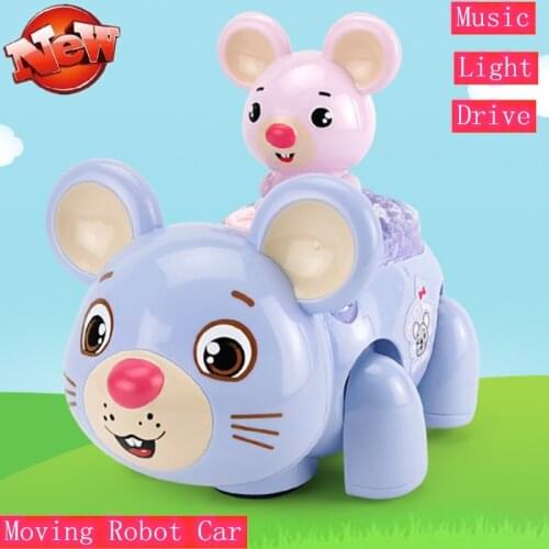 Electronic Music Walking Robot With flash LED Light Toy Kid best gift classic Electric Robot Mouse 360 Rotation car Toy model