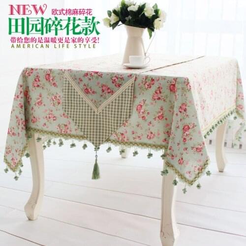 European-style luxury high-grade green linen tablecloths western rural rustic coffee table cloth table runner tablecloth Roundta