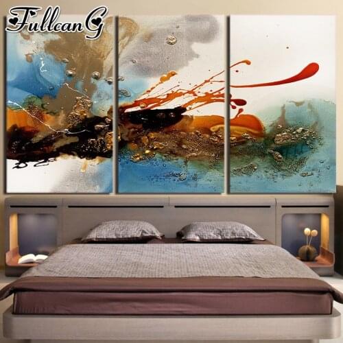 FULLCANG Abstract landscape color triptych diy 5d diamond painting mosaic embroidery landscape full square round drill FC2936