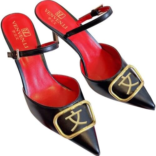 Hot release of French VENVENLI summer new slippers womens shoes soft leather top luxury standard manufacturing fine packaging