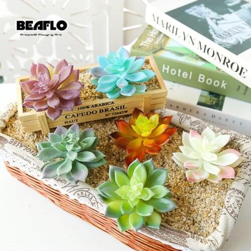 Simulated Fake Plants Succulent Flocking Plante Artificial Lotus Flowers Mini Plant Simulation Flowers For Home Garden Decor