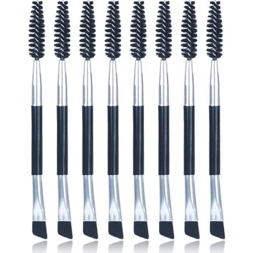 Small double-headednylon hair wooden handle eyebrow eyelash products brushes makeup brush mascara wands