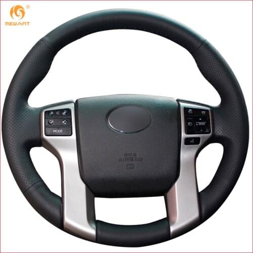 MEWANT Black Genuine Leather Car Steering Wheel Cover for Toyota Land Cruiser Prado 2010-2015 Tundra 2013-2017 Tacoma 2011-2016