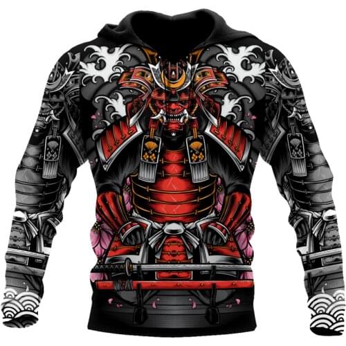 Fashion autumn Sweatshirt Samurai Armor Tattoo 3d printed Unisex zipper Hoodie Harajuku Street casual Hoodie Pullover