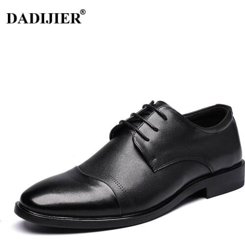 DADIJIER Men Dress shoes Breathable Men Split Leather shoes Flat Wedding Shoes Men Oxfords ST69