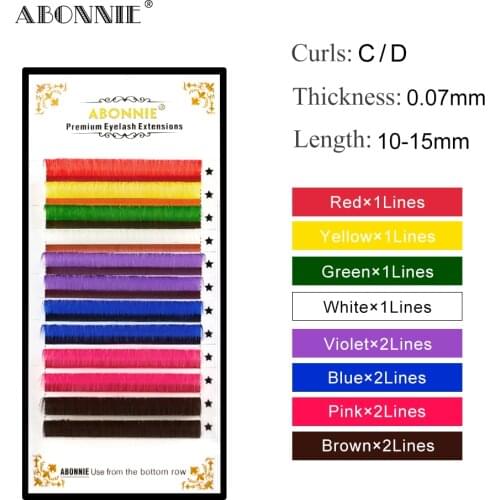 Abonnie 0.07mm C D Curl Eyelash Extensions Individual Cashmere Lash Trays Matte Deep Red Lash Extensions