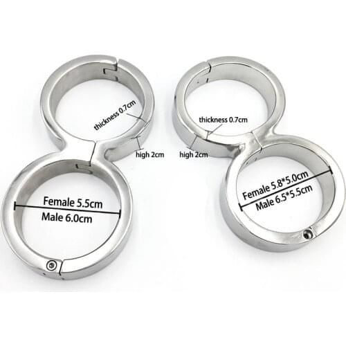 Stainless Steel Handcuffs Restraints Fetish Slave BDSM Screw Lockable Manacle Sex Toys For Women Man Couples