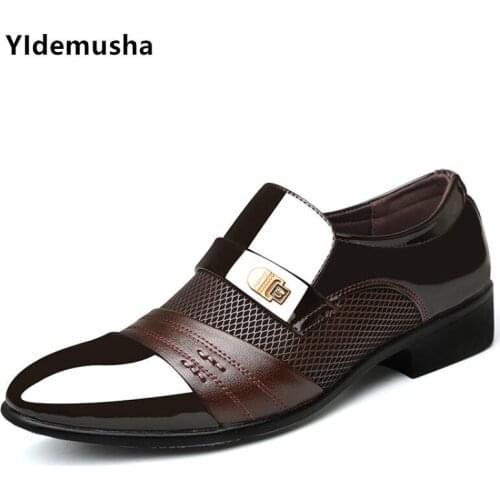YIdemusha 2019 New Fashion Business Dress Men Shoes Classic PU Leather Men Suits Casual Shoes Fashion Slip On Dress Shoes Men